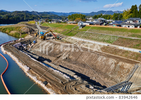 Sendai River National land resilience measures work Embankment strengthening work 83942646
