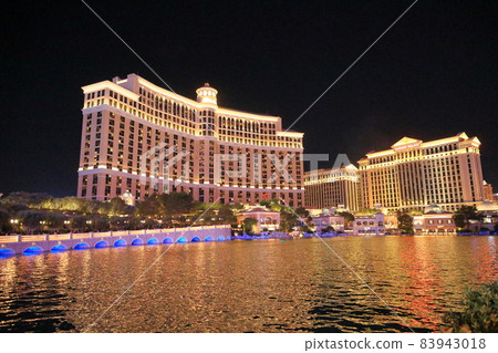 拉斯維加斯貝拉吉奧酒店夜景 拉斯維加斯貝拉吉奧酒店夜景 83943018