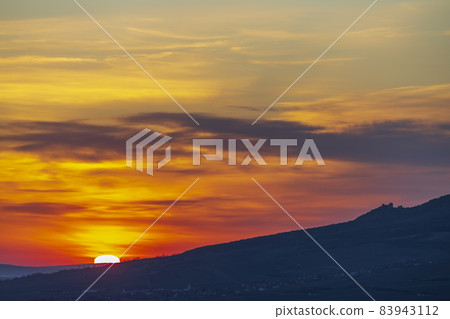 Sunrise in Palava with Devicky ruins, Southern Moravia, Czech Republic Sunrise in Palava with Devicky ruins, Southern Moravia, Czech Republic 83943112