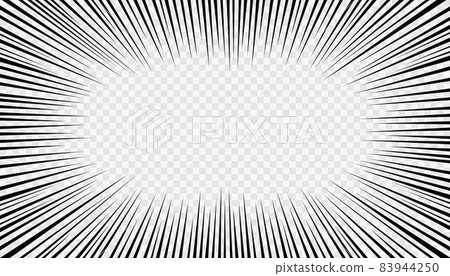 Manga action frame lines. Comics book style, explosion background isolated on transparent background .Motion radial lines. Vector cartoon illustration.  83944250