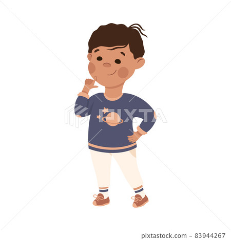 Little Boy Thinking and Figuring Something out Vector Illustration Little Boy Thinking and Figuring Something out Vector Illustration 83944267