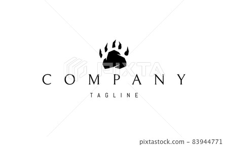 Vector logo on which the abstract image of a footprint of a bear in the form of a mountain. Vector logo on which the abstract image of a footprint of a bear in the form of a mountain. 83944771