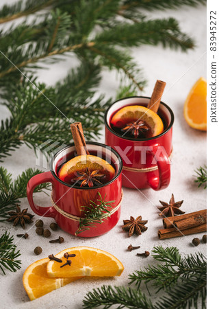 Mulled wine in red cups Mulled wine in red cups 83945272
