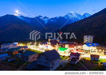Terskol village aerial view, Elbrus region Terskol village aerial view, Elbrus region 83946303