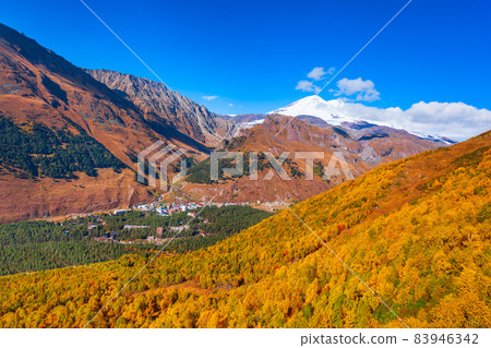 Terskol village aerial view, Elbrus region Terskol village aerial view, Elbrus region 83946342