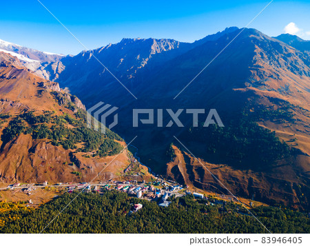 Terskol village aerial view, Elbrus region Terskol village aerial view, Elbrus region 83946405