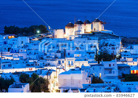 Windmills on Mykonos, Greece 83946627