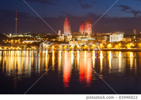 Baku skyline at night, Azerbaijan Baku skyline at night, Azerbaijan 83946822