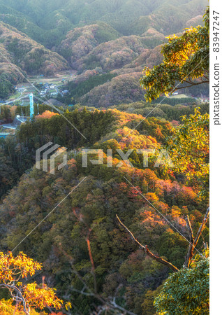 Hitachiota City, Ibaraki Prefecture, Ryujin Big Suspension Bridge in Autumn Colors Hitachiota City, Ibaraki Prefecture, Ryujin Big Suspension Bridge in Autumn Colors 83947247