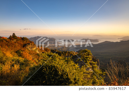 [Shodoshima, Kagawa Prefecture] Natural scenery of Kankakei in the evening of autumn 83947617