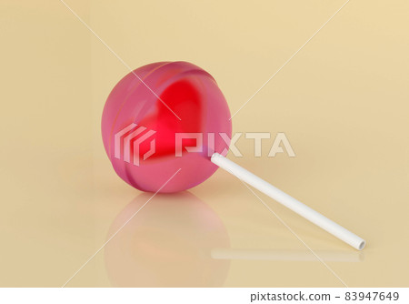 Lollipop with red heart inside, 3d render 83947649