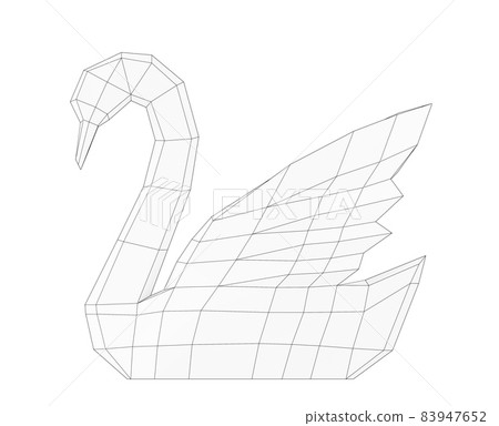 Graphic contour of polygonal Swan, 3d render 83947652