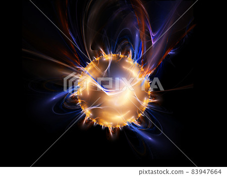 Yellow stylized Sun or Star in Space with rays, fractal 3d render Yellow stylized Sun or Star in Space with rays, fractal 3d render 83947664