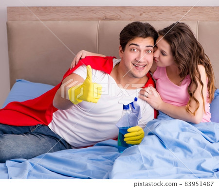 Super hero husband in bed 83951487