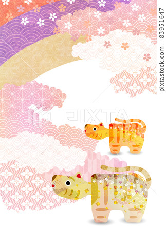 Tiger New Year's card Japanese pattern background Tiger New Year's card Japanese pattern background 83951647