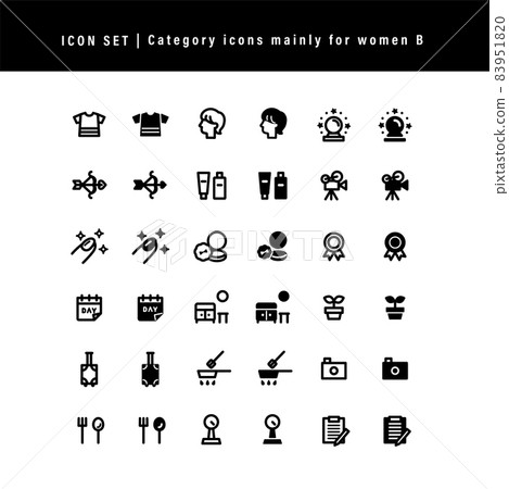 Simple icon set: Category B for women (mono) 83951820