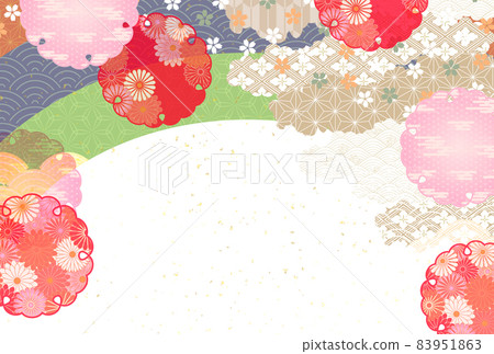 Cherry blossom New Year's card Japanese pattern background 83951863