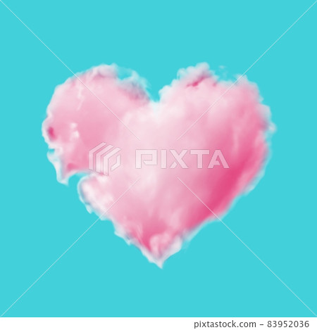 Heart shaped pink cloud on a blue background. 83952036