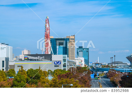 View of Tokyo cityscape of Japan, such as Aomi station and large viewing 83952986