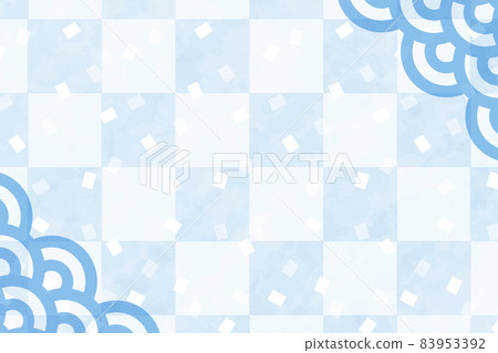 Checkered pattern and background of confetti Horizontal position blue watercolor style Checkered pattern and background of confetti Horizontal position blue watercolor style 83953392