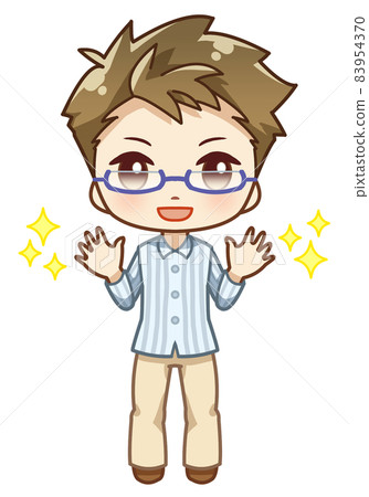 Rejoicing young man (with glasses) 83954370