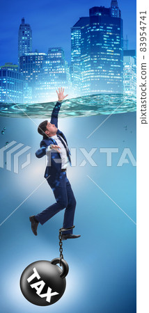 Businessman drowning in concept of high taxes Businessman drowning in concept of high taxes 83954741