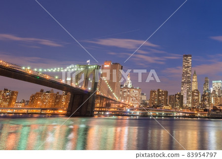 Night view of Manhattan and Brooklyn bridge Night view of Manhattan and Brooklyn bridge 83954797
