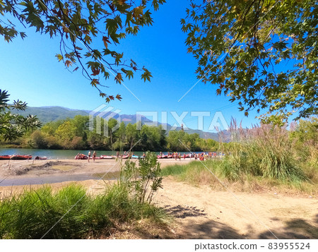 Water rafting on the rapids of river Manavgat in Koprulu Canyon, Turkey. 83955524