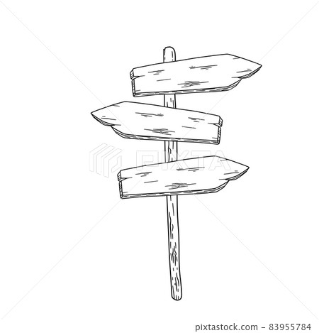 Wooden signpost. Path and route. Information index. road pointer on board. Wooden signpost. Path and route. Information index. road pointer on board. 83955784