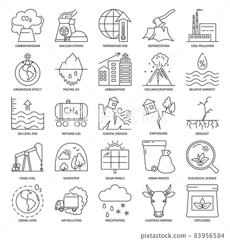 Ecology and environment protection icon set in... - Stock Illustration ...