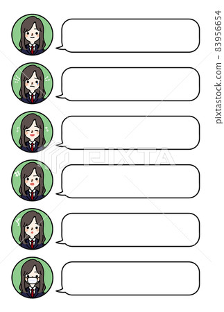 Person icon_High school girl facial expression set_Balloon 83956654
