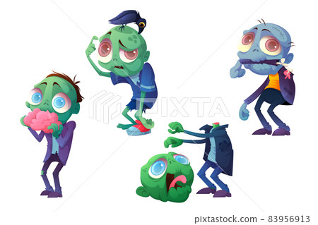 Scary zombie character, creepy dead man 83956913