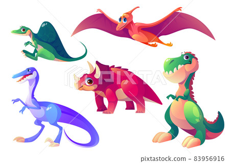 Cute dinosaurs characters set Cute dinosaurs characters set 83956916
