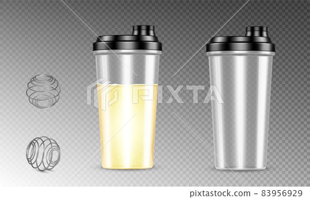 Protein shaker, blender balls, full and empty cups Protein shaker, blender balls, full and empty cups 83956929