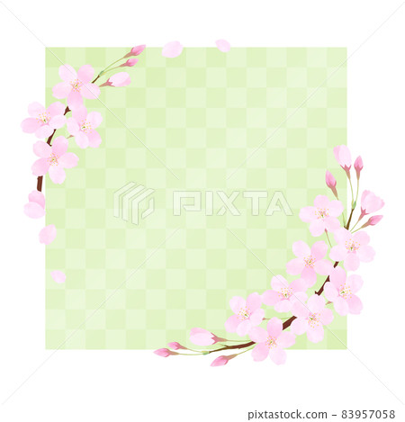 Cherry blossom vector frame material [checkered pattern] 83957058