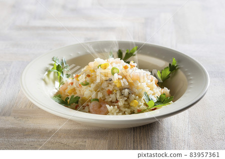 Seafood pilaf served in a bowl Seafood pilaf served in a bowl 83957361