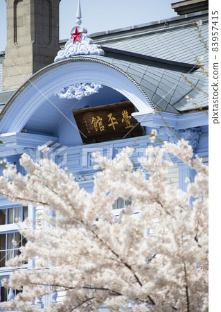 櫻花盛開的春天和札幌的歷史建築豐平館 83957415