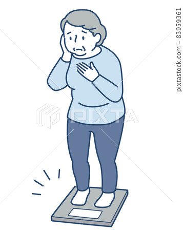 Fat senior woman on a scale 83959361