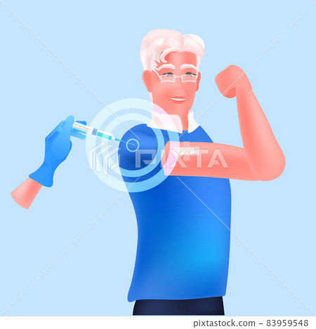 vaccinated senior man after vaccine injection successful covid-19 vaccination concept vaccinated senior man after vaccine injection successful covid-19 vaccination concept 83959548