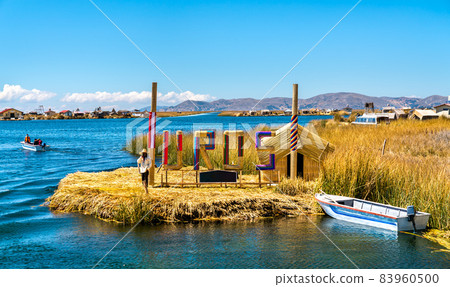Entry to Uros Floating Islands on Lake Titicaca in Peru Entry to Uros Floating Islands on Lake Titicaca in Peru 83960500