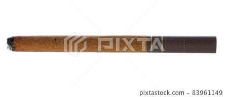 Burning cigarette isolated on white background close up 83961149