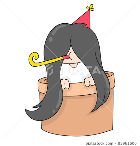 Japan endemic ghost Sadako comes out to celebrate the new year, doodle icon image kawaii 83961606