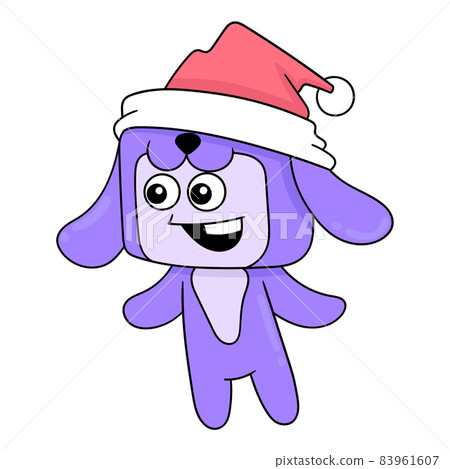 happy purple bunny celebrating christmas, doodle icon image kawaii happy purple bunny celebrating christmas, doodle icon image kawaii 83961607