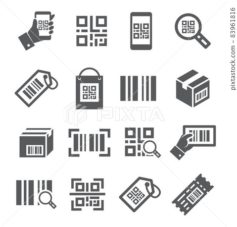 QR code icons set on white background - Stock Illustration [83961816 ...