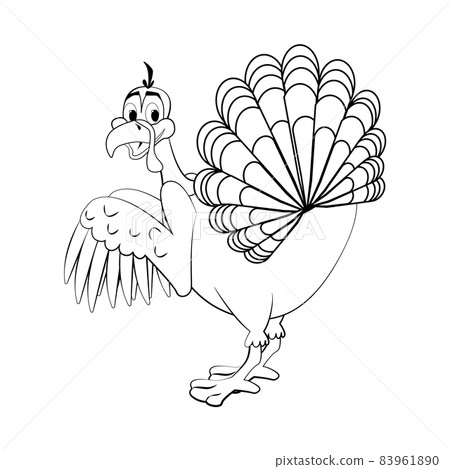 Funny Thanksgiving Turkey bird cartoon character stroke vector illustration Funny Thanksgiving Turkey bird cartoon character stroke vector illustration 83961890