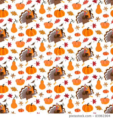 Funny Thanksgiving Turkey bird cartoon character seamless pattern vector illustration Funny Thanksgiving Turkey bird cartoon character seamless pattern vector illustration 83961904