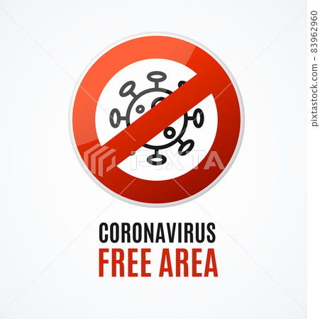 Realistic Detailed 3d Covid Free Area Red Sign. Vector 83962960