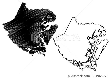 McIntosh County, Georgia (U.S. county, United States of America,USA, U.S., US) map vector illustration, scribble sketch McIntosh map 83963078