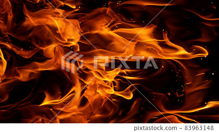 Fire Flames Isolated on Black Background 83963148