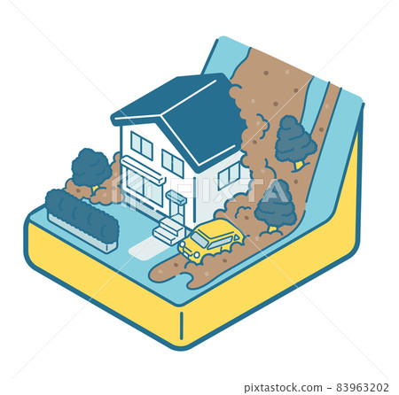 Houses damaged by landslides 83963202